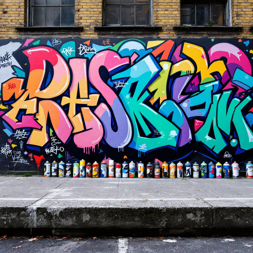 Bunte Wandmalerei bekannter Street Art Künstler Deutschland in Berlin