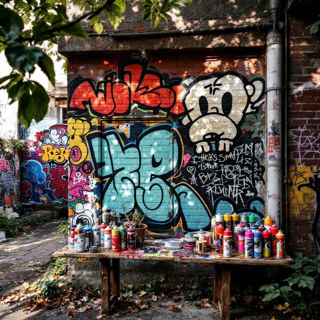 Street Art Berlin beste Orte: bunte Graffiti-Wand in einem urbanen Hinterhof